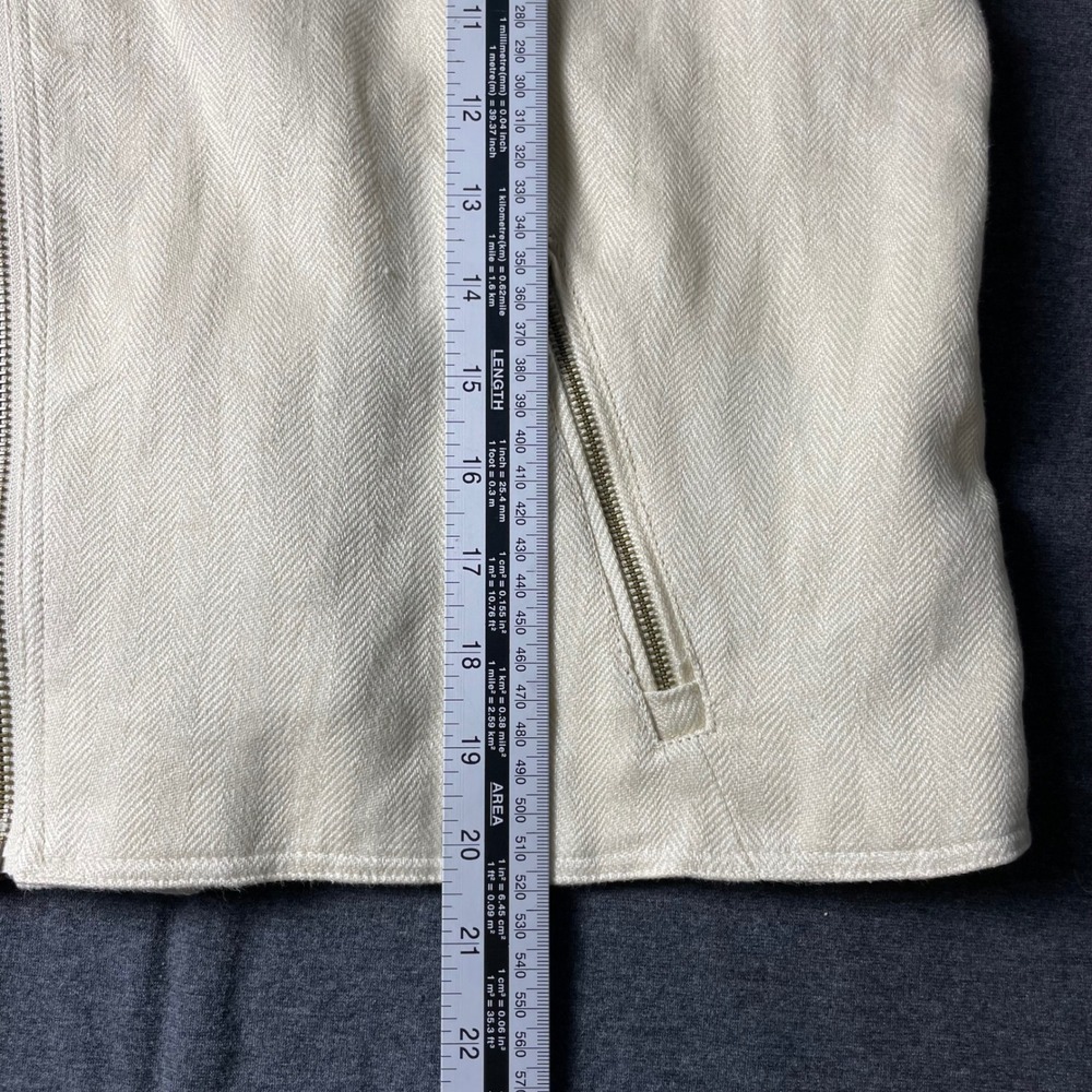 LAUREN Ralph Lauren Womens Cream Herringbone‎ Moto Jacket Blazer Size 8P - Picture 5 of 7